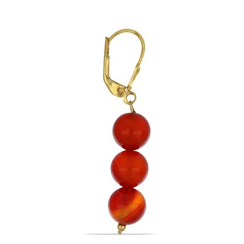 BUY REAL RED ONYX GEMSTONE BEADED  EARRINGS IN STERLING SILVER